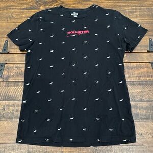 Hollister Black and White Logo Tee